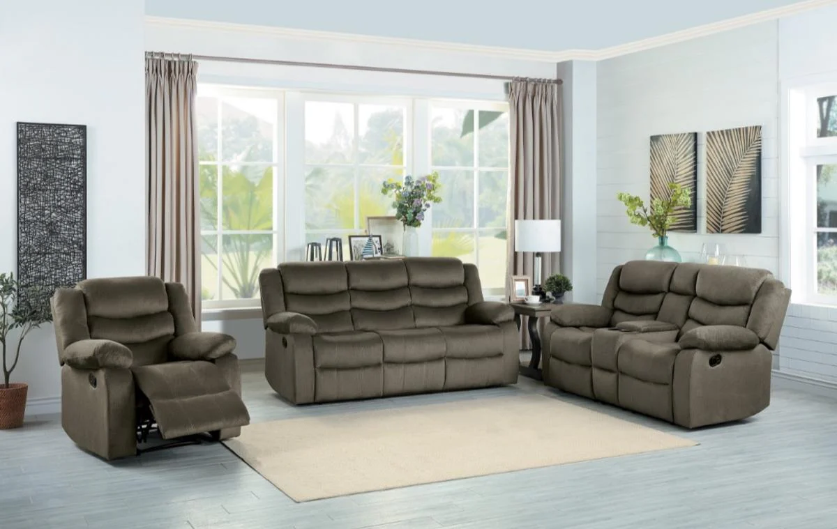 Discus Double Reclining Sofa in Brown 9526BR-3