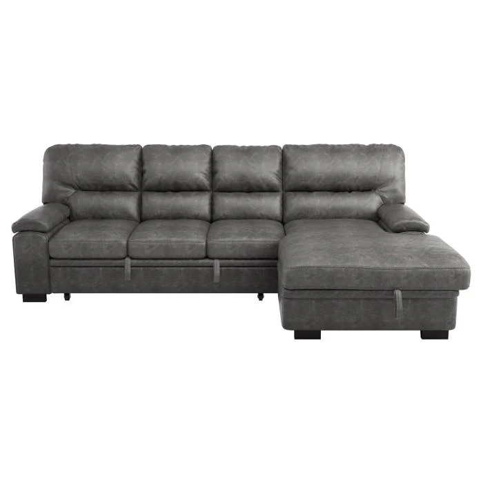 Michigan Sectional with Pull Out Bed and Right Chaise in Dark Gray 9407DG2RC3L