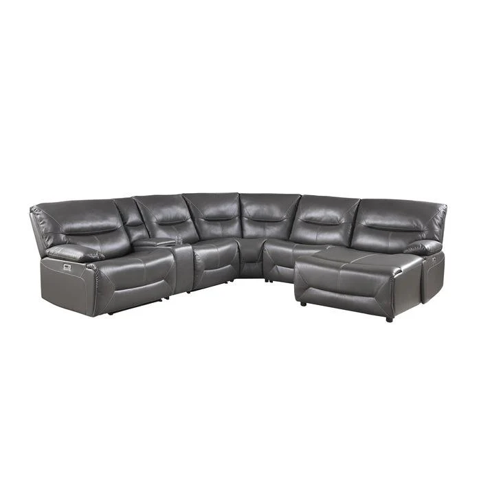 9579GRY6LRRCPW - (6)6-Piece Power Reclining Sectional with Right Chaise