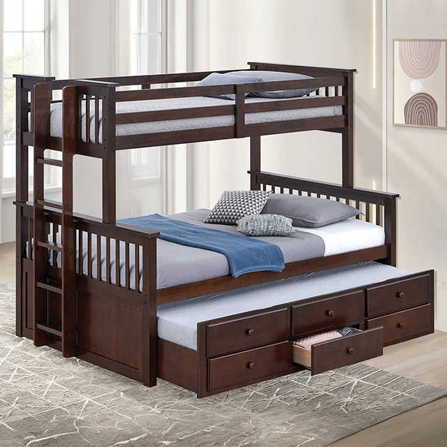 University Twin/Full Bunk Bed Grey, Walnut, & White