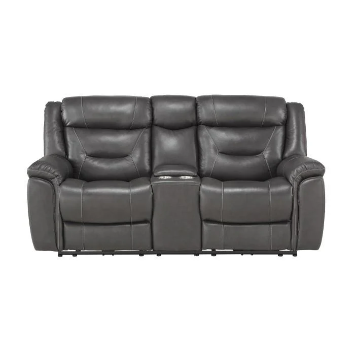Danio Power Double Reclining Loveseat with Power Headrests in Dark Gray 9528DGY-2PWH
