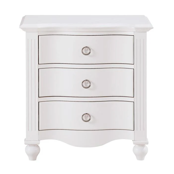 Meghan 3 Drawer Nightstand in White 2058WH-4