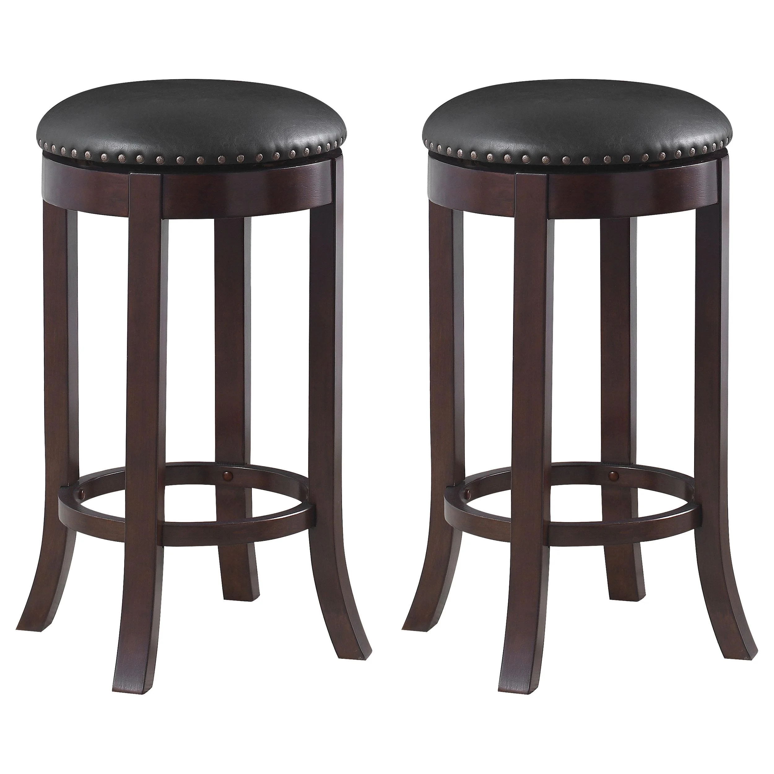 Aboushi Swivel Bar Stools with Upholstered Seat Brown (Set of 2)