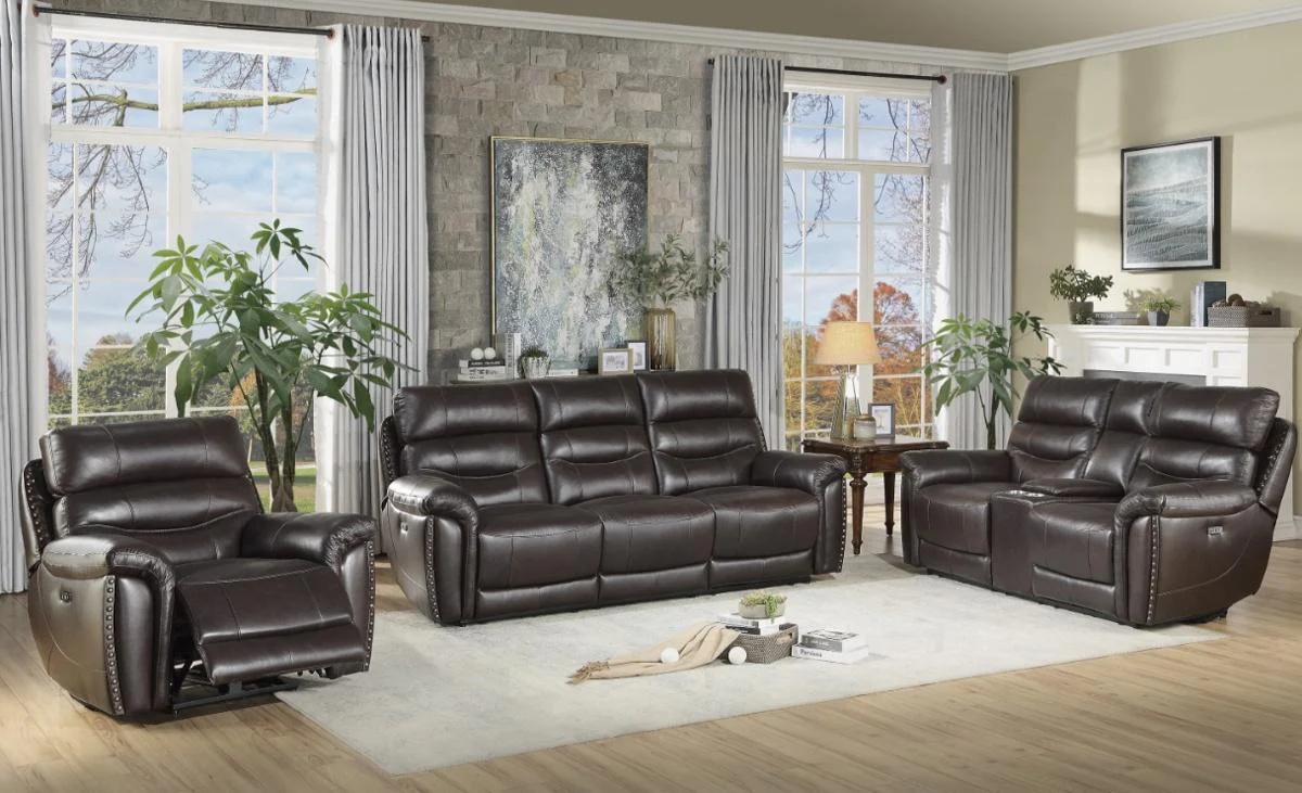 Lance Power Double Reclining Sofa with Power Headrests in Brown 9527BRW-3PWH