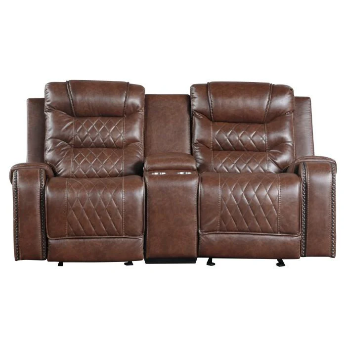 Putnam Double Glider Reclining Loveseat in Brown 9405BR-2