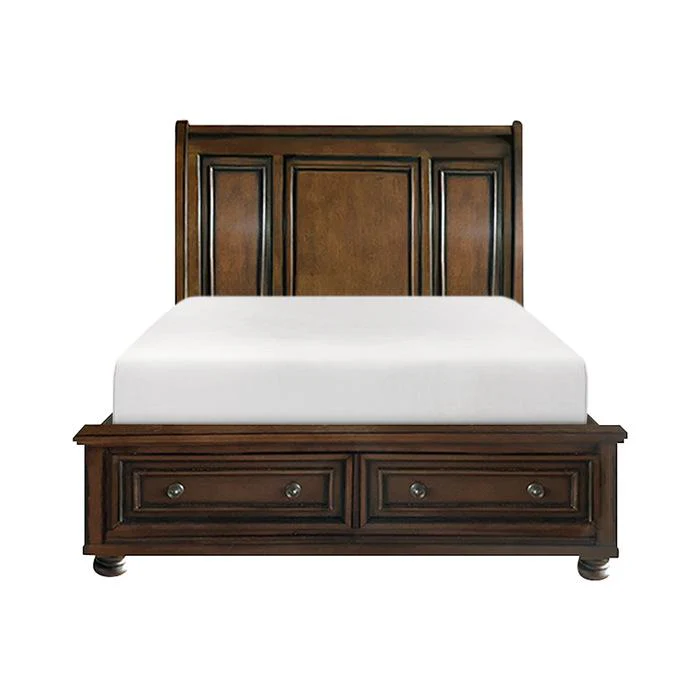 Cumberland (3)California King Sleigh Platform Bed with Footboard Storage