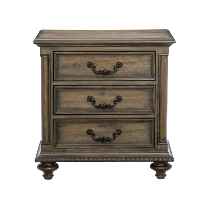 Rachelle 3 Drawer Nightstand in Weathered Pecan 1693-4