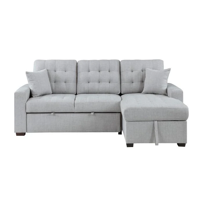 9916GY2LLRC - (2)2-Piece Sectional with Pull-out Bed and Right Chaise with Hidden Storage