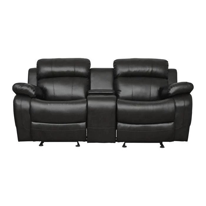 Marille Double Glider Reclining Loveseat with Center Console in Black