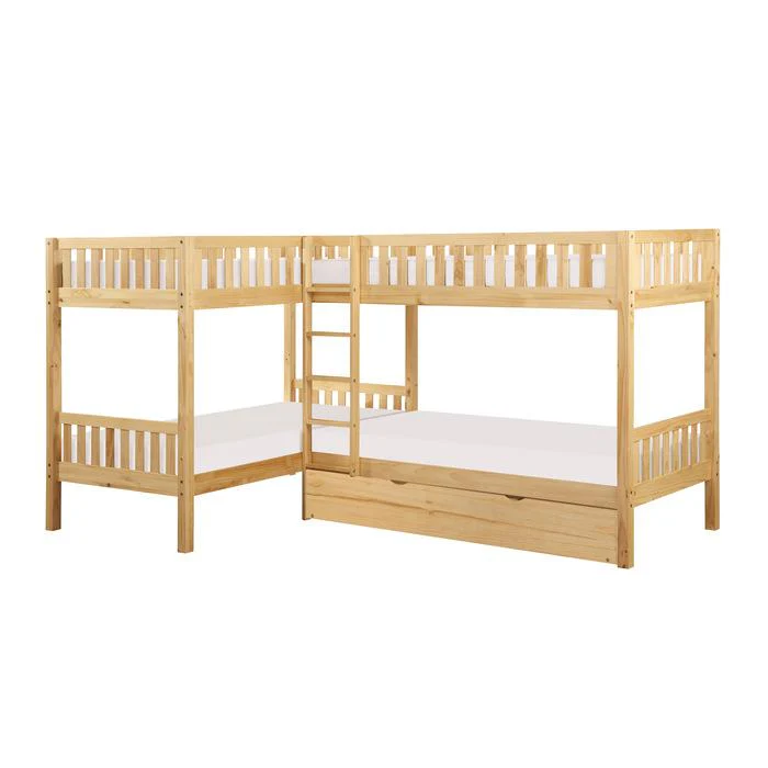 B2043CN-1R - (4) Corner Bunk Bed with Twin Trundle