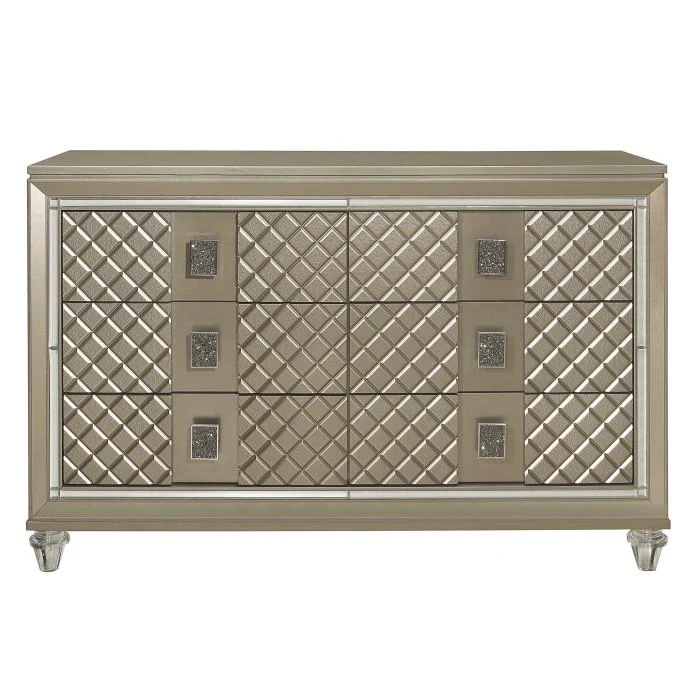Youth Loudon 6 Drawer Dresser in Champagne Metallic B1515-5