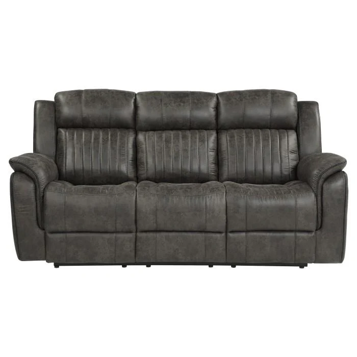 Centeroak Double Reclining Sofa in Gray 9479BRG-3