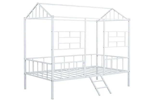 Rhonda Twin Loft Bed White, Silver, & Black