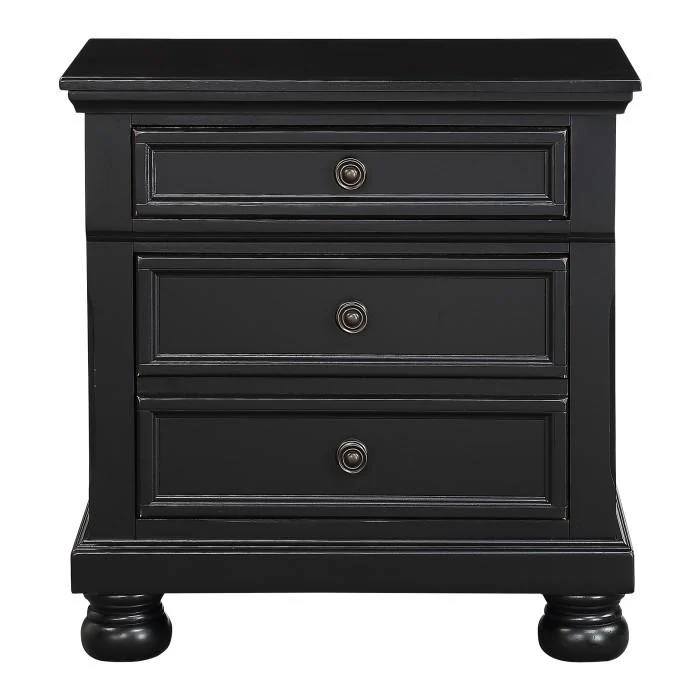 Laurelin 3 Drawer Nightstand in Black 1714BK-4