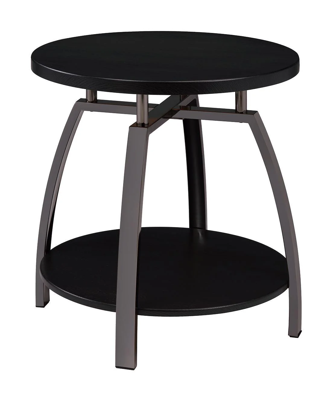 Dacre Round End Table Dark Grey and Black Nickel