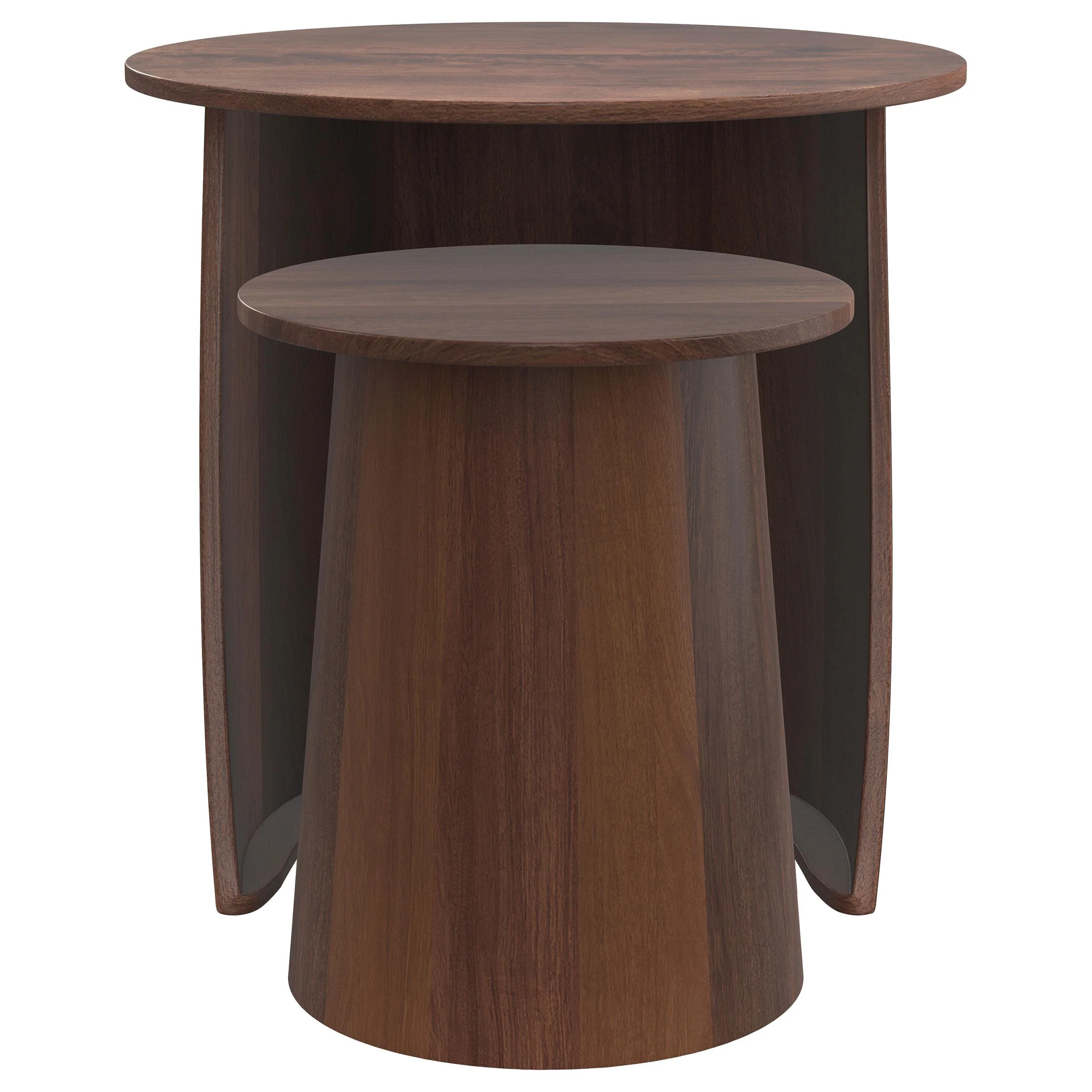 Yency 2-piece Round Mango Wood Nesting Table Set Dark Brown