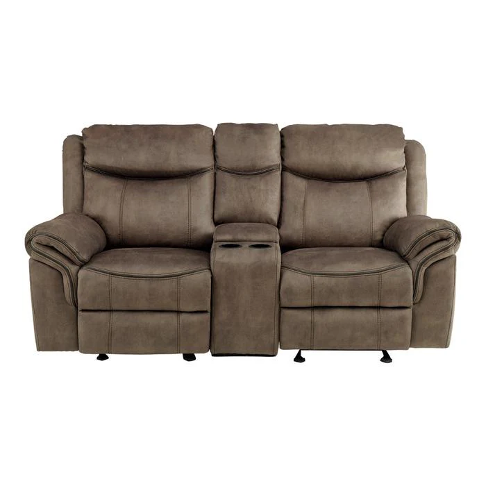 Aram Double Glider Reclining Loveseat in Dark Brown 8206NF-2