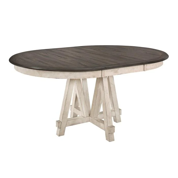 Clover Round Dining Table in White and Gray 5656-66