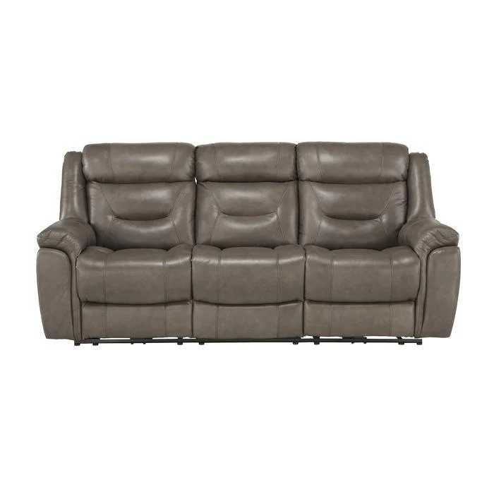 Danio Power Double Reclining Sofa with Power Headrests in Brownish Gray 9528BRG-3PWH