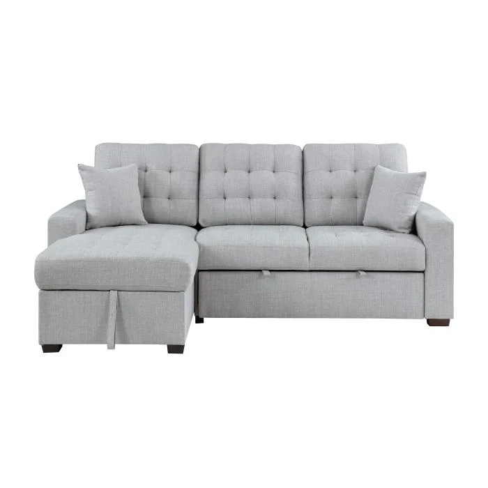 9916GY2LCRL - (2)2-Piece Sectional with Pull-out Bed and Left Chaise with Hidden Storage