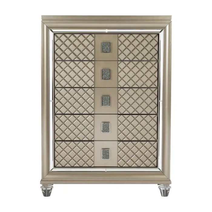 Loudon 5 Drawer Chest in Champagne Metallic 1515-9