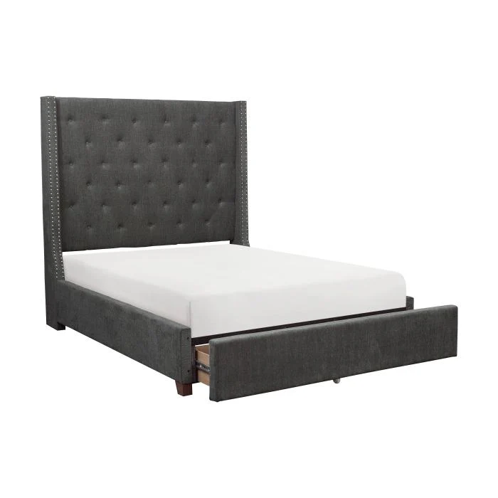 5877GY-1DW - (3)Queen Platform Bed with Storage Footboard
