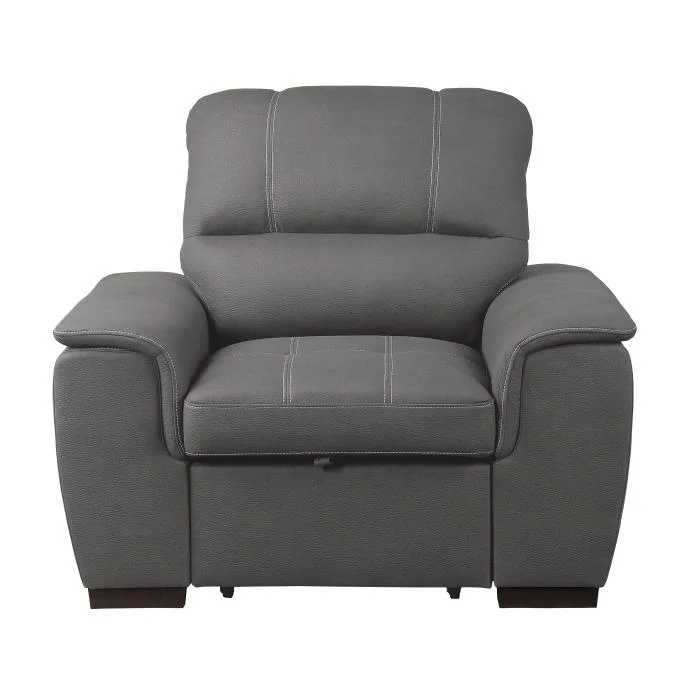 9858GY-1 - Chair with Pull-out Ottoman