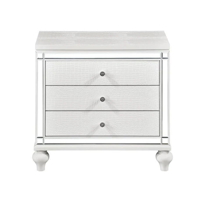 Alonza 3 Drawer Nightstand in White 1845-4