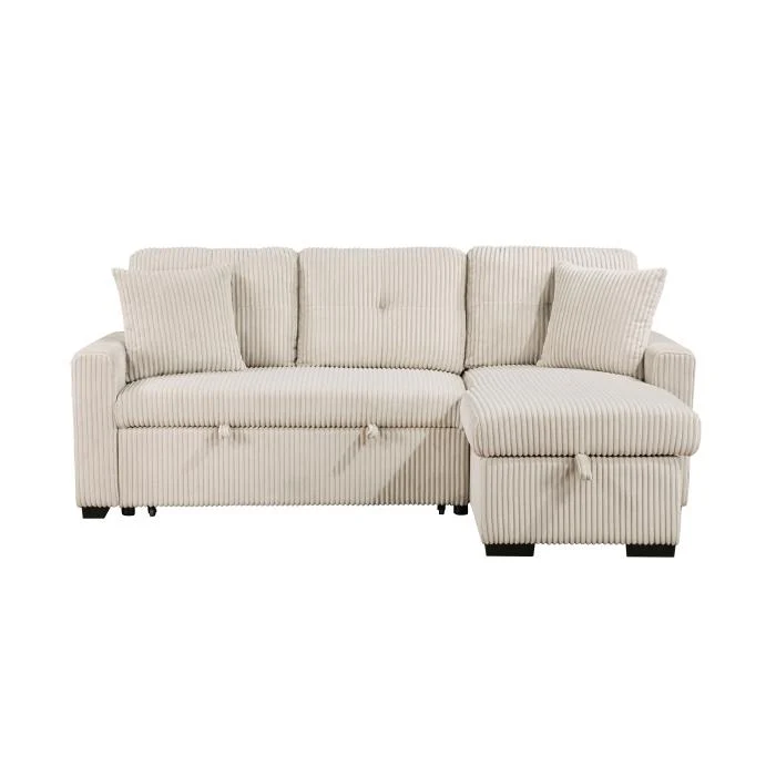 9649BESC - (3)3-Piece Reversible Sectional with Pull-out Bed and Hidden Storage