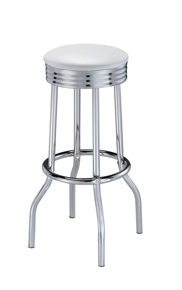 Theodore Upholstered Top Bar Stools White and Chrome (Set of 2)