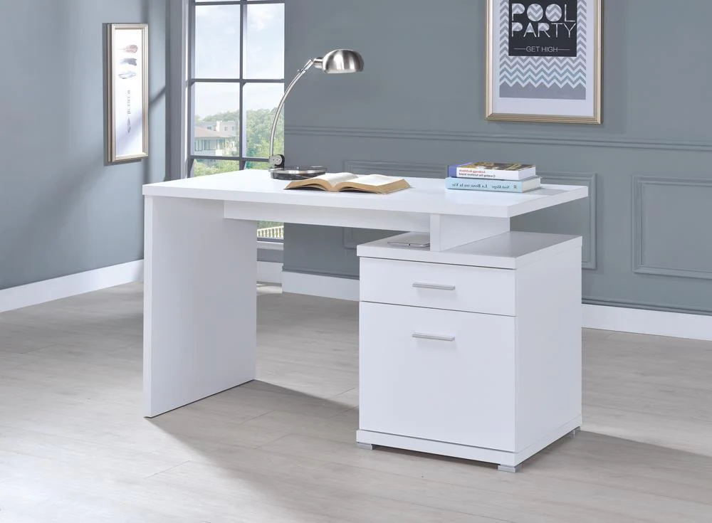 Irving 2-drawer Office Desk with Cabinet White