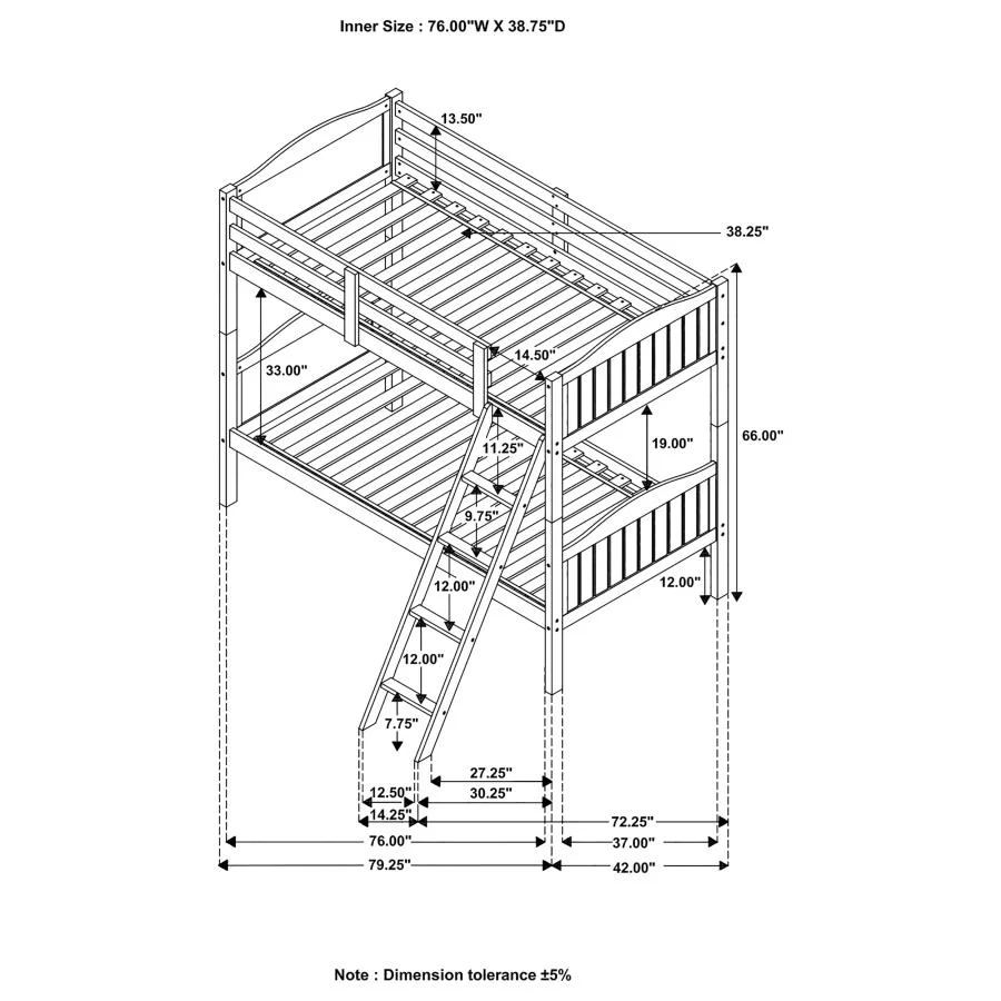 Arlo Twin/Twin Bunk Bed with Ladder Espresso