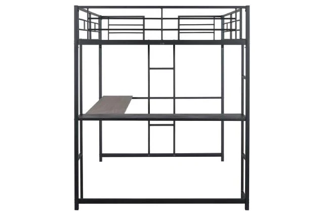 Cybill Full Loft Bed White, Silver, & Black