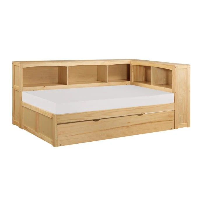 B2043BC-1BCR - (4) Twin Bookcase Corner Bed with Twin Trundle