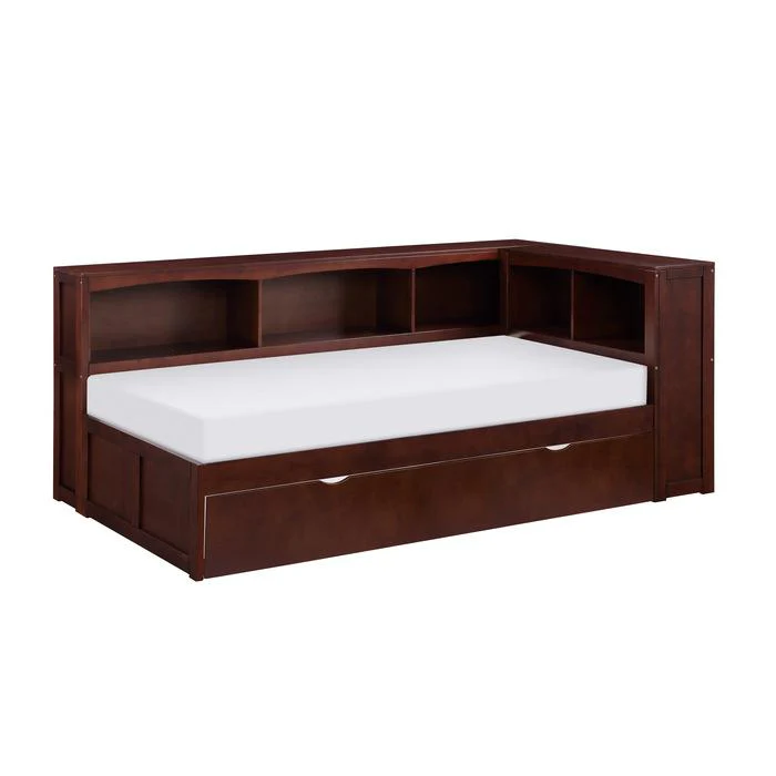 B2013BCDC-1BCR - (4) Twin Bookcase Corner Bed with Twin Trundle