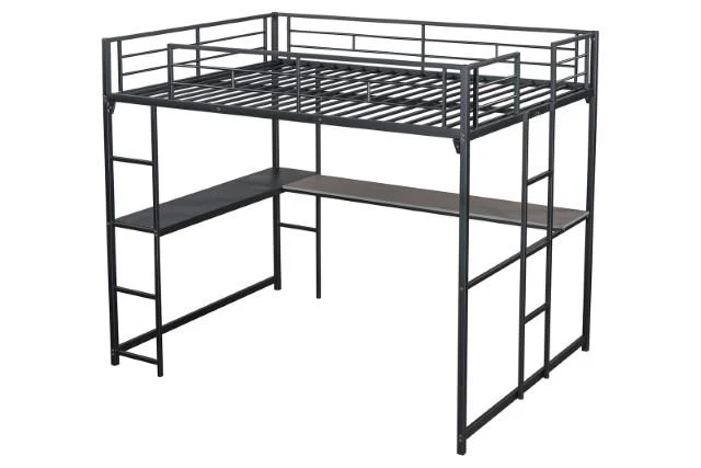 Cybill Full Loft Bed White, Silver, & Black