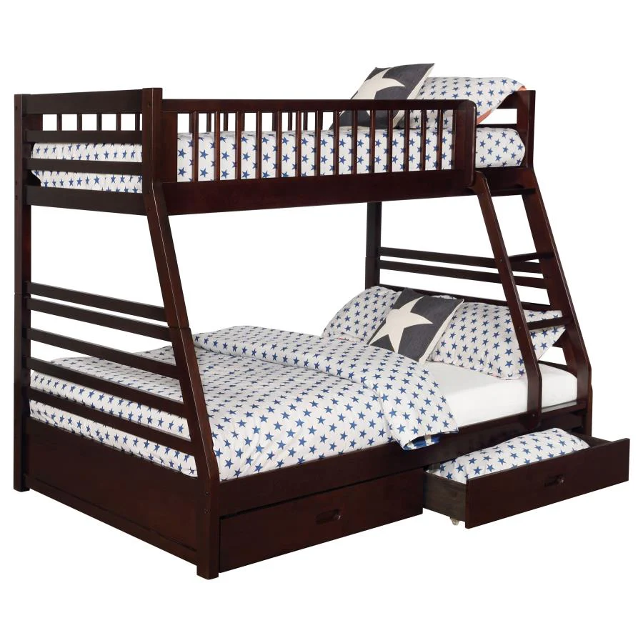 Ashton Twin Over Full 2-drawer Bunk Bed Cappuccino