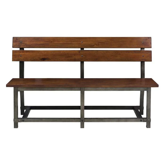 Holverson Bench w/ Back in Rustic Brown 1715-BH