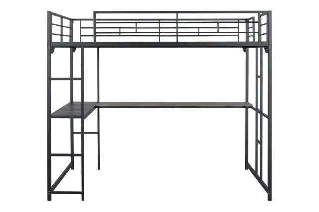 Cybill Full Loft Bed White, Silver, & Black