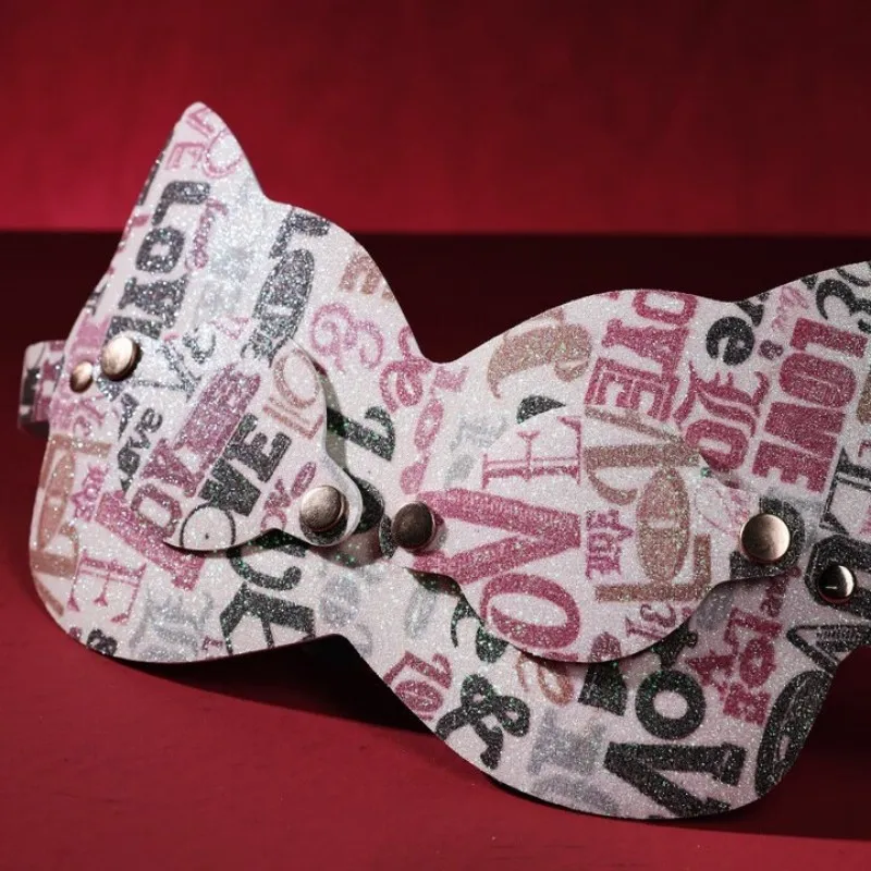 High Quality Sexy PU Leather Mystery Erotic Bondage Cat Ear Eye Cosplay Face Mask Sex Erotic Costumes Party Halloween BDSM Toys