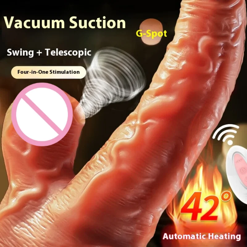 Realistic Skin Big long Dildo Vibrator for Women with Female Penis Adult Sex Toy for Masturbator Anal Plug G Spot USB Telescopic