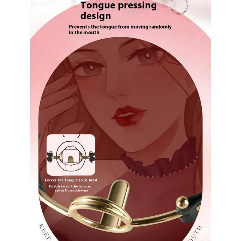 Compel Mouth Opener Tongue Depressor Ring Sex Toys with BDSM Oral Fixation Metal Bondage Restraints Stimulation Mouth Gag Adult