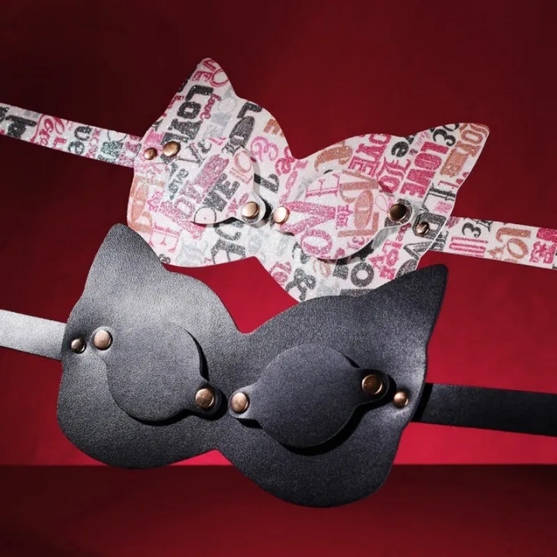 High Quality Sexy PU Leather Mystery Erotic Bondage Cat Ear Eye Cosplay Face Mask Sex Erotic Costumes Party Halloween BDSM Toys