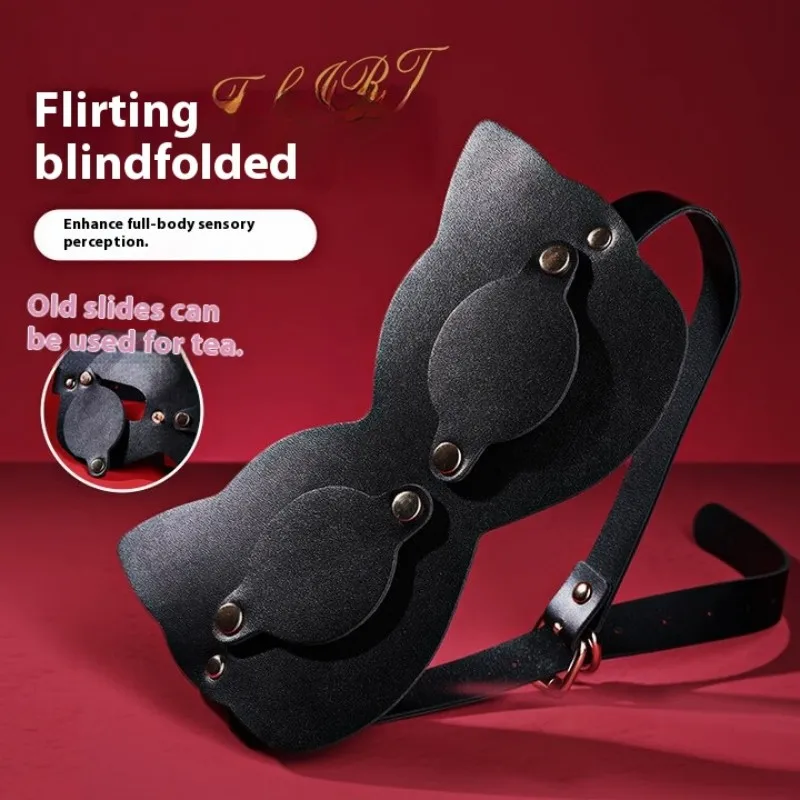 High Quality Sexy PU Leather Mystery Erotic Bondage Cat Ear Eye Cosplay Face Mask Sex Erotic Costumes Party Halloween BDSM Toys