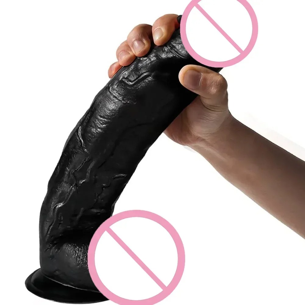 10.3 inch Realistic Black Huge Dildos Phallus Silicone Penis With Suction Cup G Spot Stimulate Sex Toys For Woman Rapid climax
