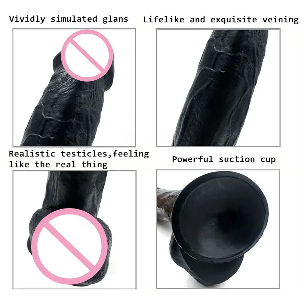 10.3 inch Realistic Black Huge Dildos Phallus Silicone Penis With Suction Cup G Spot Stimulate Sex Toys For Woman Rapid climax