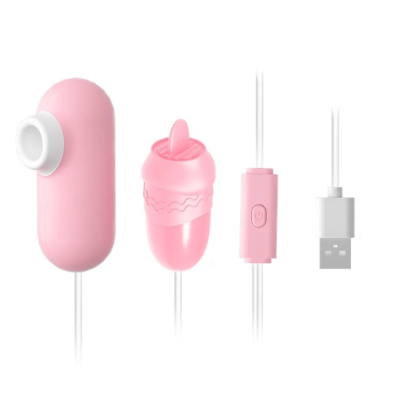 Double Jumping Egg Vaginal Vibrator G-spot Anal Clitoral Massager Sucking Tongue Licking Variable Frequency Vibration Sex Toys