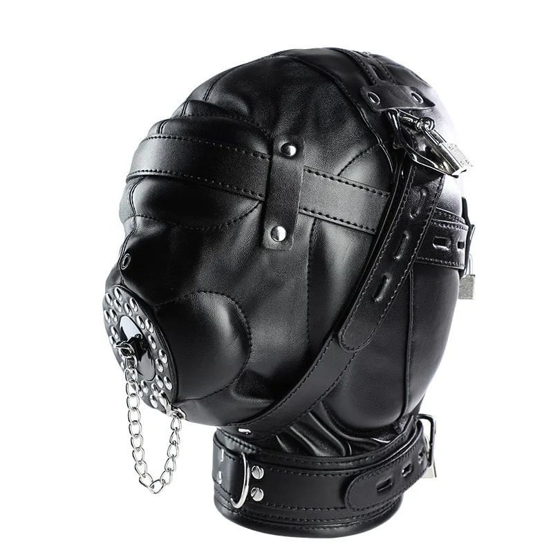 PU Leather Erotic Fetish Hood BDSM Slave Game Can Opened Mask Bondage Headgear Cosplay Sex Toys for Couples Master Role Play
