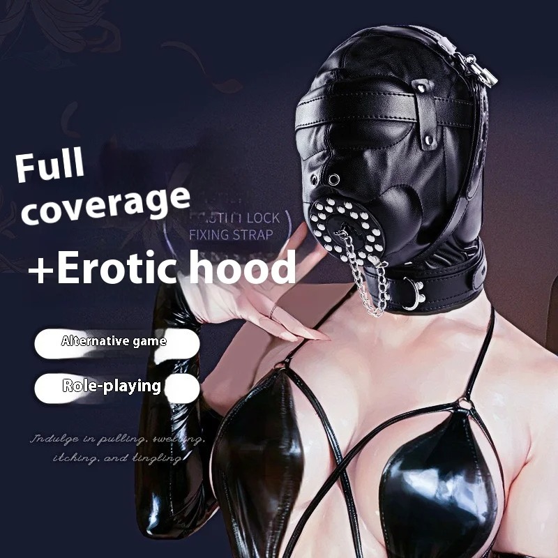 PU Leather Erotic Fetish Hood BDSM Slave Game Can Opened Mask Bondage Headgear Cosplay Sex Toys for Couples Master Role Play