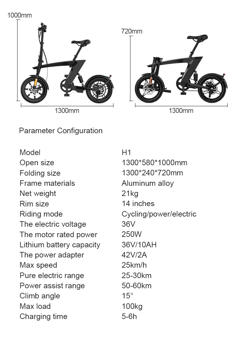 Folding Electric Bike 36V 250W 14